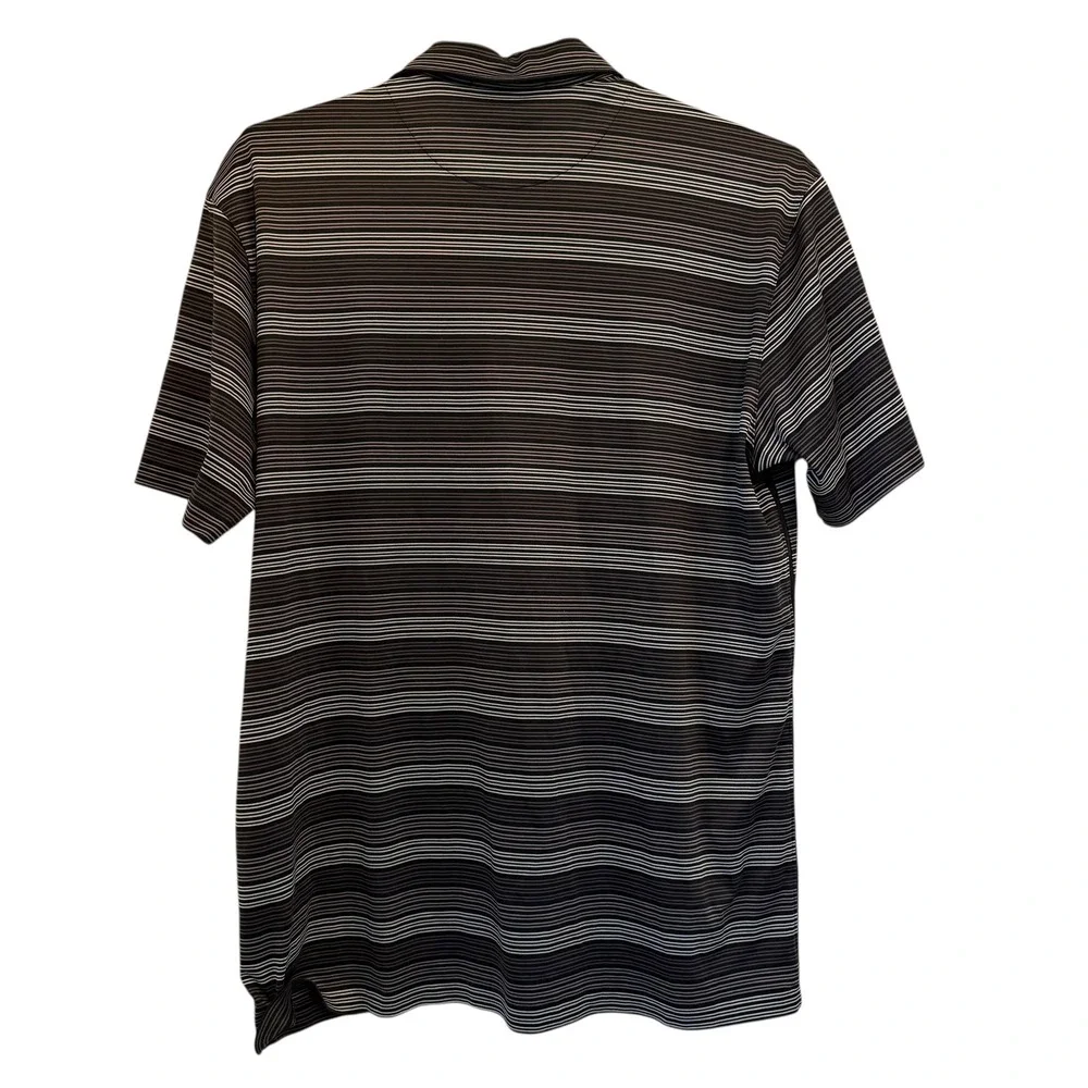 VTG Tiger Woods Nike Fit Dry‎ Timarron Golf CC Polo Shirt Black Gray Striped XXL